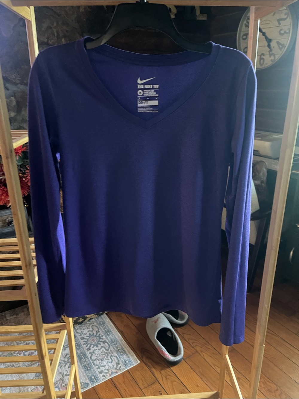 Nike Women's Deep Purple V-Neck Long Sleeve Tee